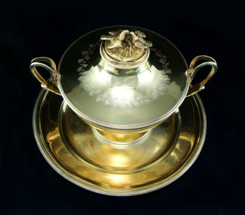 silverware & tableware  - Empire vermeil bouillon or drageoir by Louis-Jacques Berger, 1st rooster mark, Paris 1798–1809