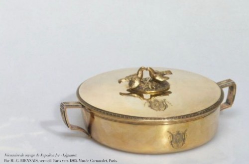 Antiquités - Empire vermeil bouillon or drageoir by Louis-Jacques Berger, 1st rooster mark, Paris 1798–1809
