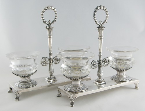 Pair of Double Salt Cellars in Solid Silver by BASCHELET, Paris 1819-1838 - 