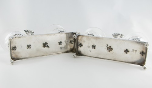 Antiquités - Pair of Double Salt Cellars in Solid Silver by BASCHELET, Paris 1819-1838