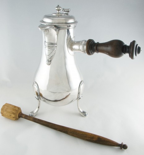 silverware & tableware  - mportant Louis XV Solid Silver Chocolate Pot by VÉALLE, Paris 1758-1759