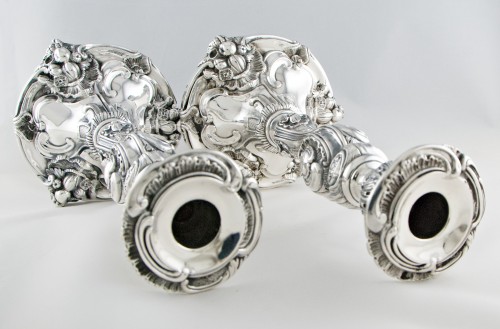 Antiquités - Pair of Rococo Silver Candlesticks by TURQUET, Paris, 1844-1855