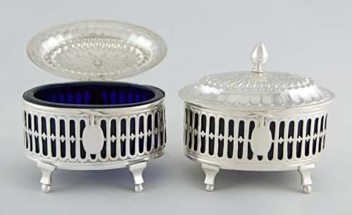 silverware & tableware  - Paris 1787 – Pair of Louis XVI Period Covered Salt Cellars in Solid Silver