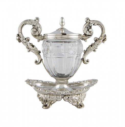 Mustard pot in cut crystal