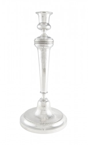 Consulate-Empire Silver Candlestick by AH DUBOIS, Paris 1798-1809, Armorial