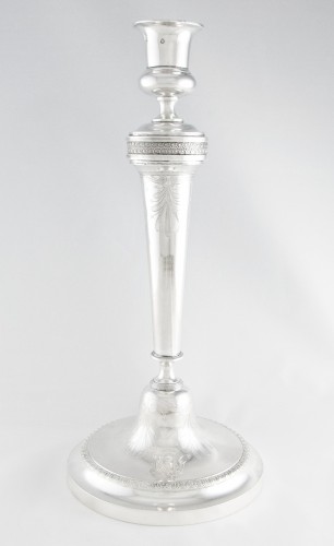 Empire - Consulate-Empire Silver Candlestick by AH DUBOIS, Paris 1798-1809, Armorial