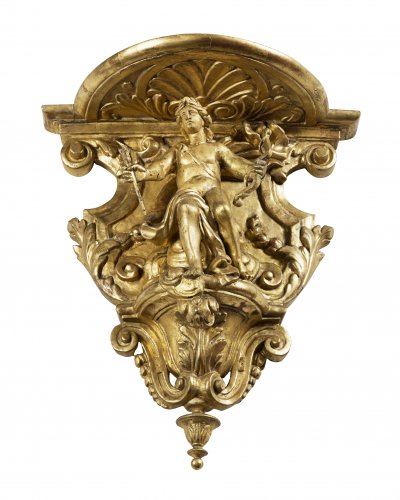 Console à suspendre à décor d'Apollon, époque Louis XIV