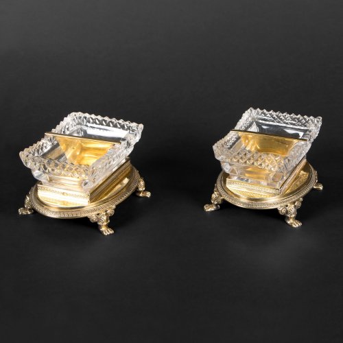 Pair of saltcellars in cristal and vermeil by LEGAY &amp; LEGRAND, circa 1819 - silverware & tableware Style Restauration - Charles X