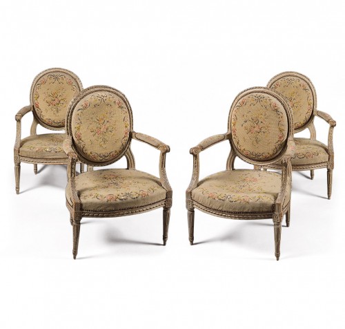 Suite of four Louis XVI fauteuils &quot;à la reine&quot; stamped N-T Porrot