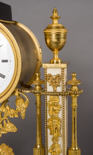 Horology  - French Louis XVI period white Carrare marble clock