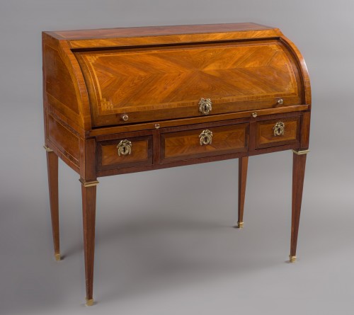 Furniture  - Cylinder desk stamped M. OHNEBERG, Louis XVI period (18th century)