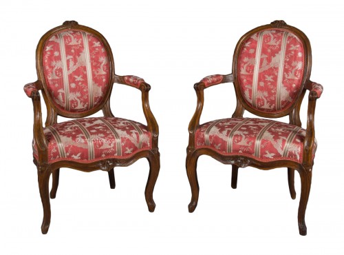 Pair of cabriolet armchairs, France, Transition style, 18th century period