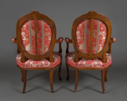 18th century - Pair of cabriolet armchairs, France, Transition style, 18th century period