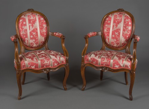 Pair of cabriolet armchairs, France, Transition style, 18th century period - Transition