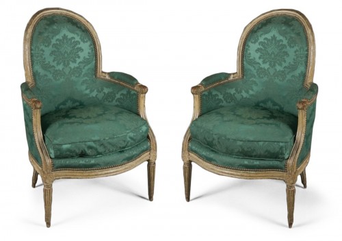 Paire de bergères époque Louis XVI estampillées NDLPS pour Nicolas-Pierre DELAPORTE