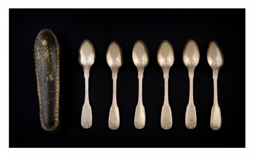 18th century - Suite of six golden silver spoons, Strasbourg 1780-1784, by F-D IMLIN