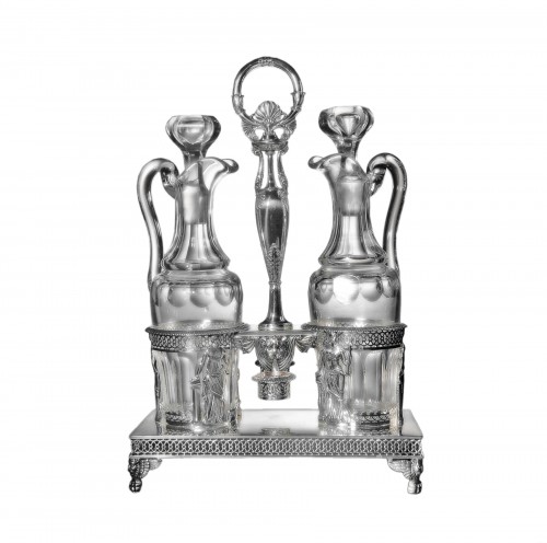 Silver oil and vinegar cruet, Restauration period (1814-1830), by Chatenay