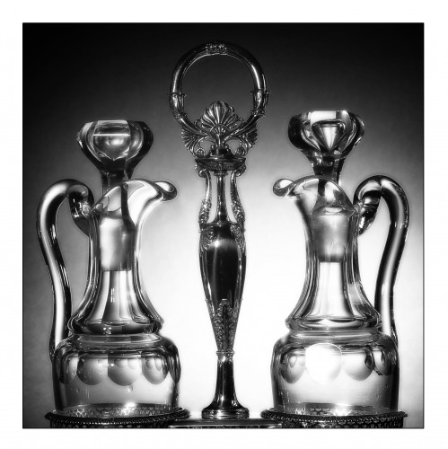 Silver oil and vinegar cruet, Restauration period (1814-1830), by Chatenay - silverware & tableware Style Restauration - Charles X