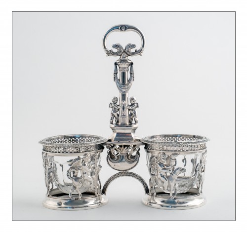 Antique Silver  - Pair of salt cellars in sterling silver, Paris 1819-1838