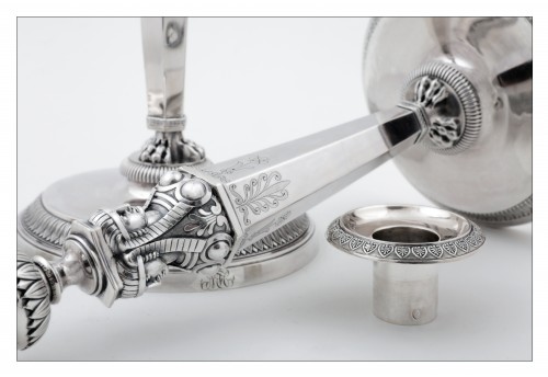 Antiquités - Empire silver candlesticks, &quot;retour d&#039;Égypte&quot;, by J.G.A Bompart (1803-1809)