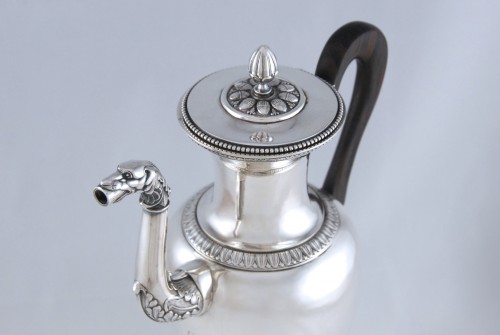 Antique Silver  - Coffee or tea pot and its milk pot in solid silver, Paris 1819-1838