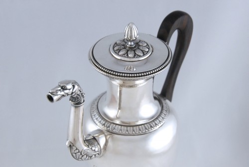 silverware & tableware  - Coffee or tea pot and its milk pot in solid silver, Paris 1819-1838