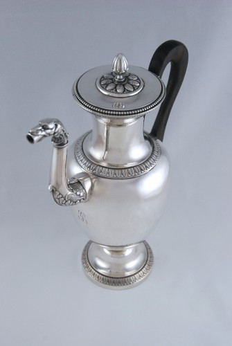 Coffee or tea pot and its milk pot in solid silver, Paris 1819-1838 - 