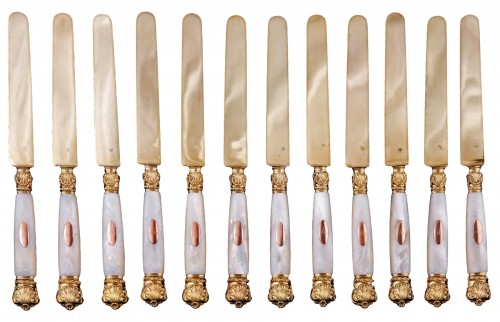 Twelve Knives In Vermeil, By Queillé, Paris 1834-1846