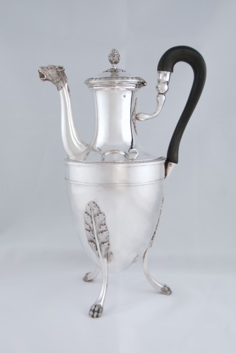 Verseuse à tête de panthère en argent massif, Paris 1798, par Antoine Guillemin - Argenterie et Arts de la table Style Directoire