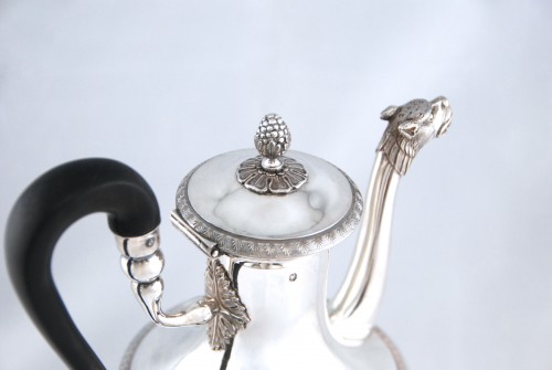 Silver tea pot with panther head, Paris 1798, goldsmith Antoine Guillemin - Directoire