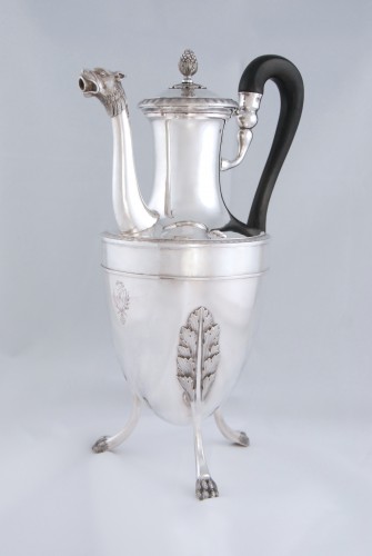 Antiquités - Silver tea pot with panther head, Paris 1798, goldsmith Antoine Guillemin