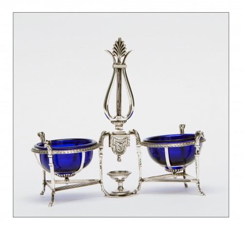 Marc Jacquart - Paire de salerons doubles Empire, Paris 1798-1809 - Argenterie et Arts de la table Style Empire