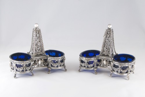 Charpenat J.-P., Supplier of the Crown - Pair of salt cellars, Paris 1783 - Antique Silver Style Louis XVI