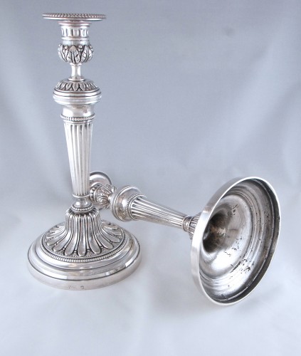 19th century - Odiot Paris - Large pair of Louis XVI candelsticks 