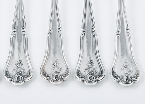 CARDEILHAC - Six melon forks in sterling silver and pink gold - 