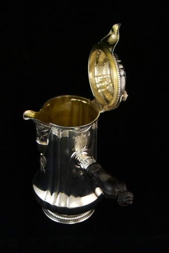 Antiquités - Cardeilhac - Chocolate pot in solid silver and vermeil