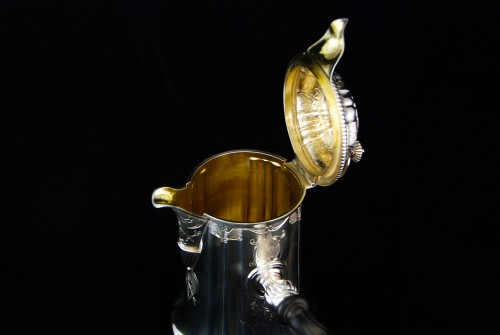 Antiquités - Cardeilhac - Chocolate pot in solid silver and vermeil