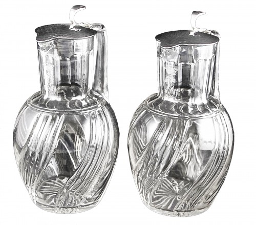 Baccarat - Lagriffoul & Laval - Carafes en cristal et argent massif martelé, Art Déco