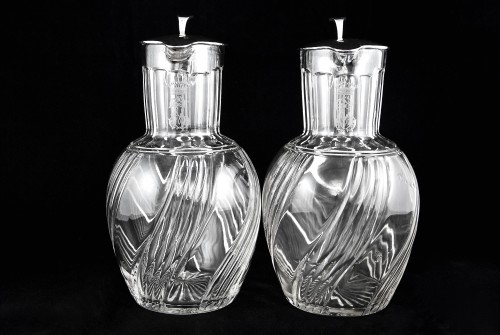 BACCARAT - LAGRIFFOUL &amp; LAVAL - Two crystal and sterling silver decanters - 