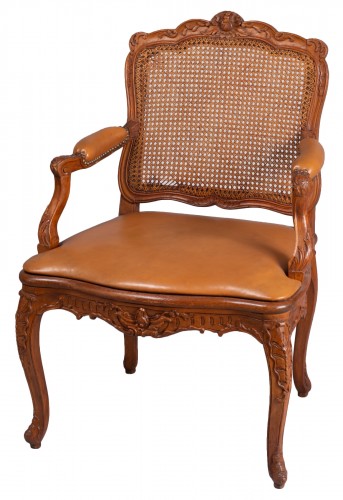 French Regence caned armchair attributed to J.B. Cresson, 18th century