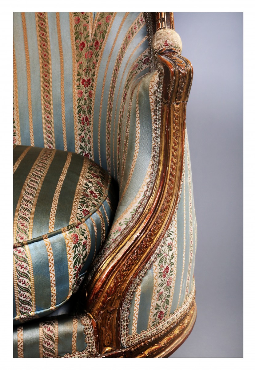 Fine Early 19th Century Gilded French Louis XVI Antique Fauteuil