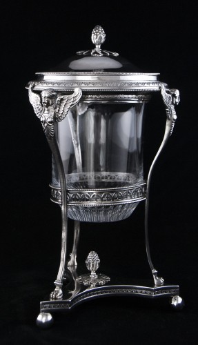 Antiquités - Paris 1798-1809 – Drageoir en athénienne époque Empire retour d’Egypte, argent massif