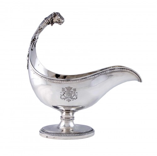 Paris 1809-1819 – French Empire sauceboat in solid silver by S.S. Rion