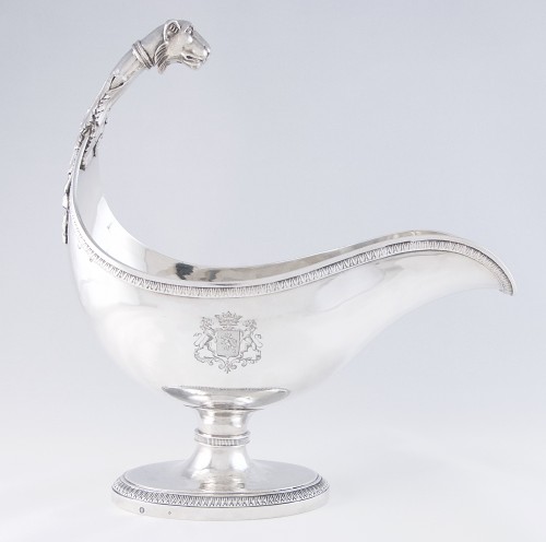 Paris 1809-1819 – French Empire sauceboat in solid silver by S.S. Rion - silverware & tableware Style Empire