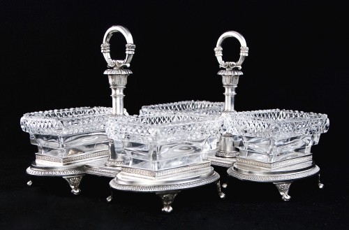 Paris 1819-1838 - Pair of silver and crystal saltcellars, Louis XVIII period - Antique Silver Style Restauration - Charles X