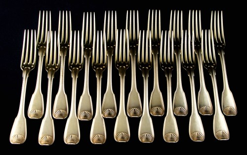 19th century - Georges Fouquet - Lapar – Solid silver vermeil cutlery set for 18 persons, Paris