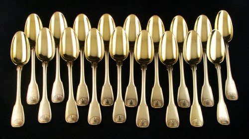 Georges Fouquet - Lapar – Solid silver vermeil cutlery set for 18 persons, Paris - 