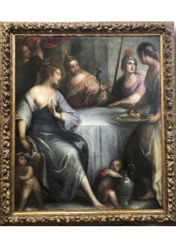 La chute de la pomme d’or sur la table des dieux, attribué à  à Sante Peranda (1566-639)