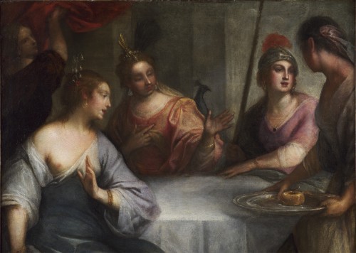The fall of the golden apple at the table of the Gods, attributed to Sante Peranda (1566-639)  - Louis XIII