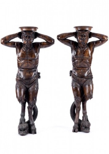 Paire de satyres porte-vase, Venise Seconde moitié du XVIIIe siècle
